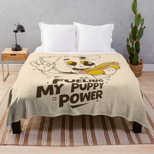 Item preview, Fueling My Puppy Power – Cute Dog Eating Hot Dog Cartoon Illustration designed and sold by adipra.