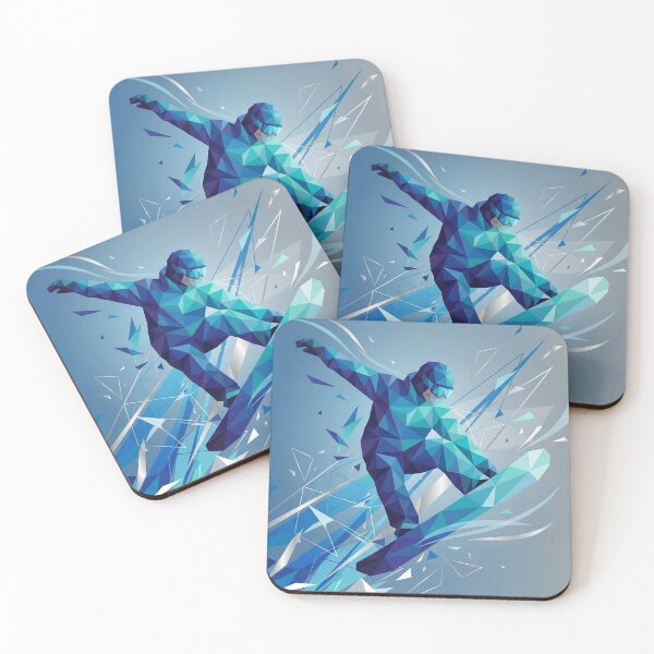 Item preview, Geometric Blue Snowboarder Jump: Futuristic Low Poly Winter Sports Art designed and sold by AgingeR.