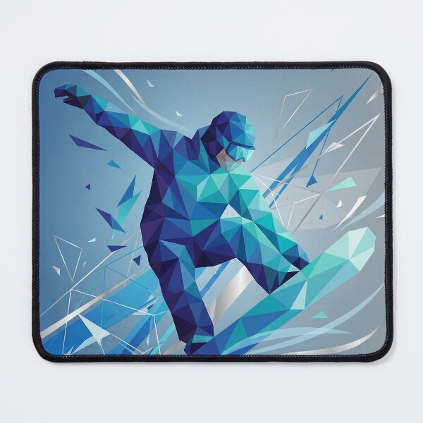 Item preview, Geometric Blue Snowboarder Jump: Futuristic Low Poly Winter Sports Art designed and sold by AgingeR.