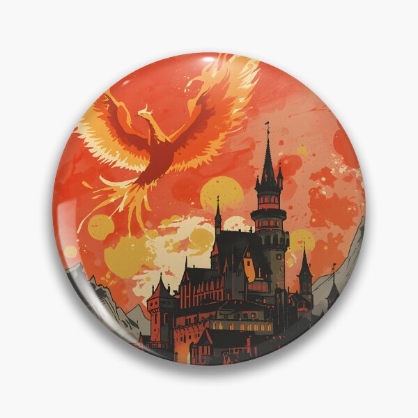Item preview, Phoenix Guardian Castle Sumi-e Ukiyo-e Watersplash ink Art designed and sold by blacksealstudio.
