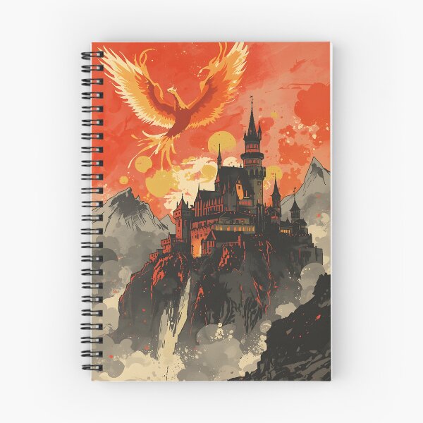 Item preview, Phoenix Guardian Castle Sumi-e Ukiyo-e Watersplash ink Art designed and sold by blacksealstudio.