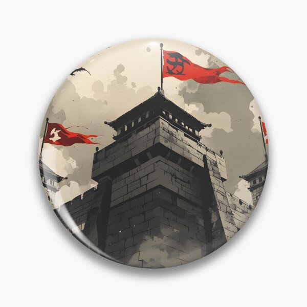 Item preview, Forest Ruins Castle Sumi-e Ukiyo-e Watersplash ink Art designed and sold by blacksealstudio.