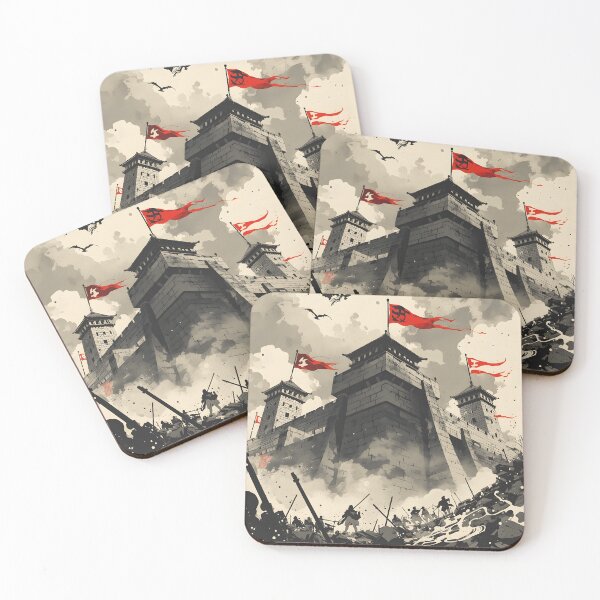 Item preview, Forest Ruins Castle Sumi-e Ukiyo-e Watersplash ink Art designed and sold by blacksealstudio.