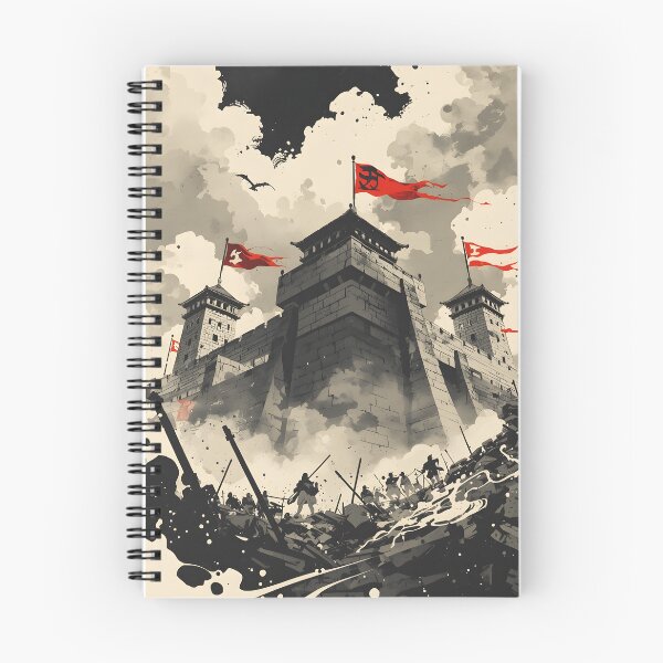 Item preview, Forest Ruins Castle Sumi-e Ukiyo-e Watersplash ink Art designed and sold by blacksealstudio.