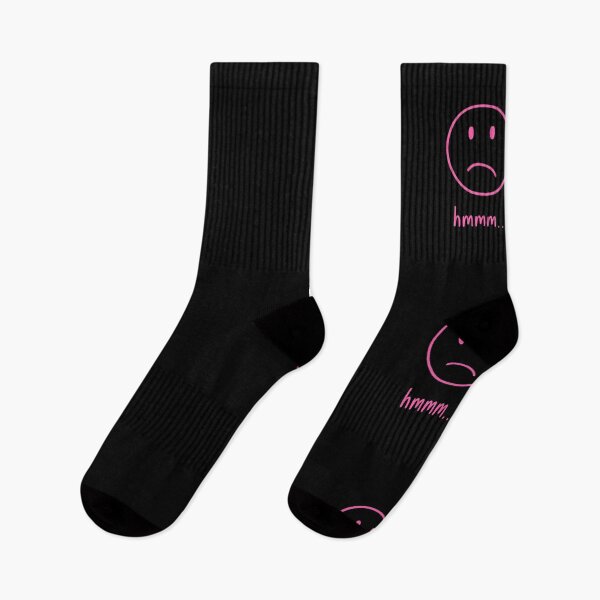 Item preview, Hmm Mood – Minimalist Pink Expression Art on Black Background designed and sold by PixelVibe782.