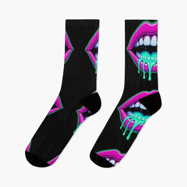Item preview, Neon Drip Lips – Bold Urban Expression on Black Background designed and sold by PixelVibe782.