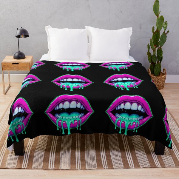 Item preview, Neon Drip Lips – Bold Urban Expression on Black Background designed and sold by PixelVibe782.