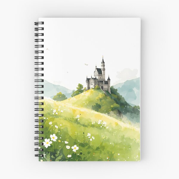 Item preview, Hillside Sentinel CastleCastle Sumi-e Ukiyo-e Watersplash ink Art designed and sold by blacksealstudio.