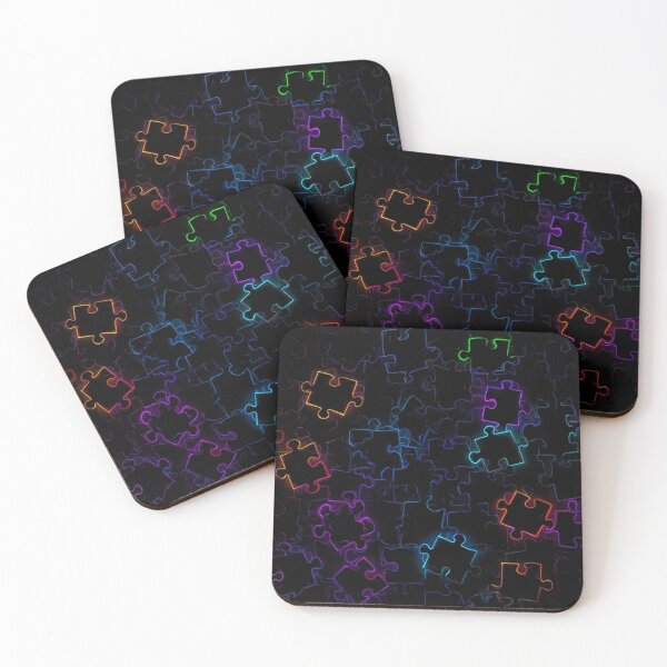 Item preview, Neon Puzzle Glow – Abstract Mystery on Dark Background designed and sold by PixelVibe782.