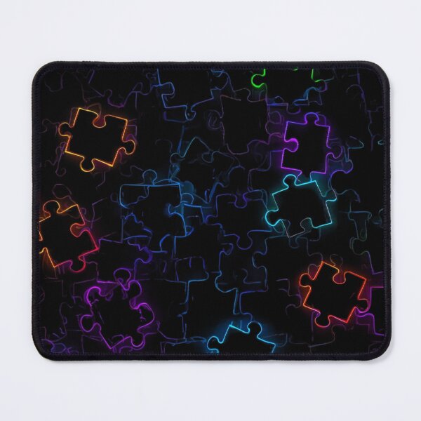 Item preview, Neon Puzzle Glow – Abstract Mystery on Dark Background designed and sold by PixelVibe782.