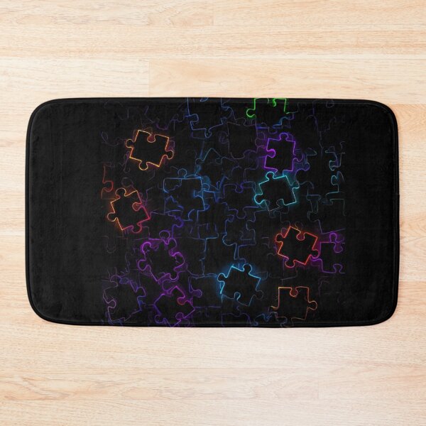 Item preview, Neon Puzzle Glow – Abstract Mystery on Dark Background designed and sold by PixelVibe782.