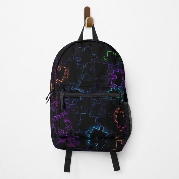 Item preview, Neon Puzzle Glow – Abstract Mystery on Dark Background designed and sold by PixelVibe782.