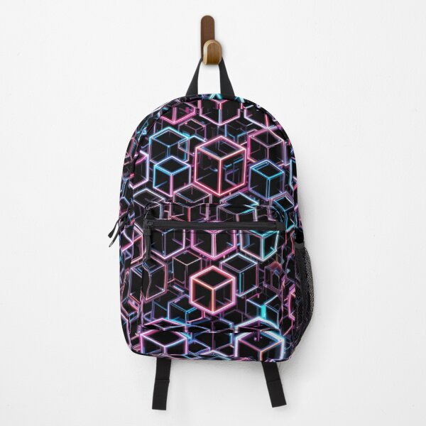 Item preview, Neon Cube Matrix – Futuristic Geometric Depth on Black Background designed and sold by PixelVibe782.
