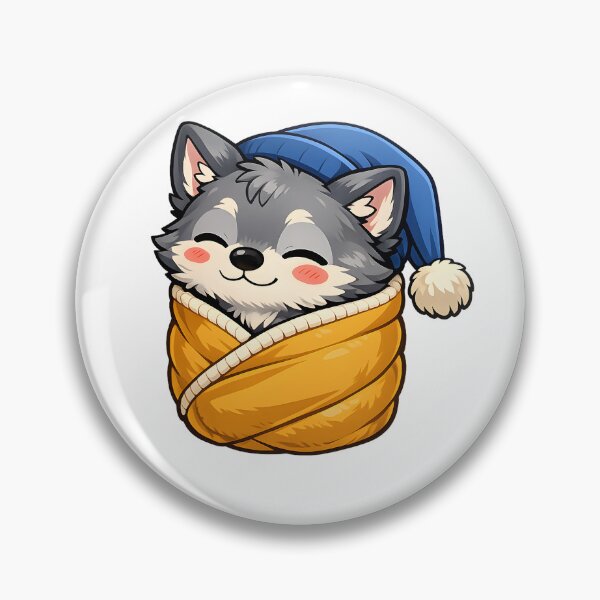 Item preview, Sleeping Chibi Wolf Pup Wrapped in Cozy Blanket mr zgredzio designed and sold by mr-zgredzio.