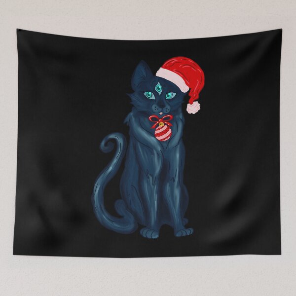 Item preview, Three Eyed Black Cat in Santa Hat Gothmas Kitty designed and sold by pxxfsewmfd48.