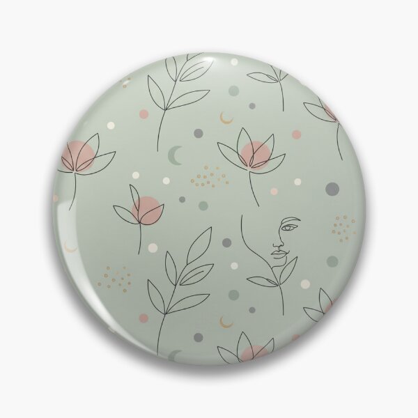 Item preview, Sage Green Minimalist Face & Floral Line Art Pattern designed and sold by SimplyPOP.