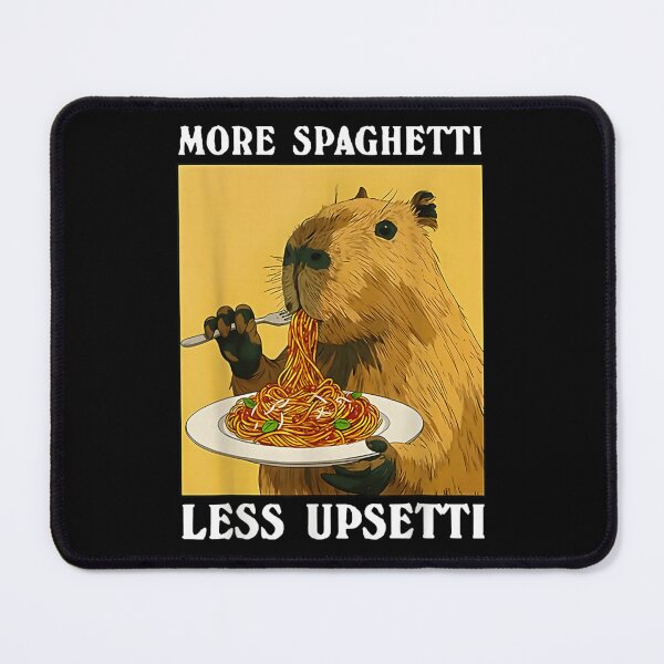 Item preview, More Spaghetti Less Upsetti Funny Otter Food Humor Illustration designed and sold by AnsadoWinu.