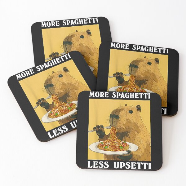 Item preview, More Spaghetti Less Upsetti Funny Otter Food Humor Illustration designed and sold by AnsadoWinu.