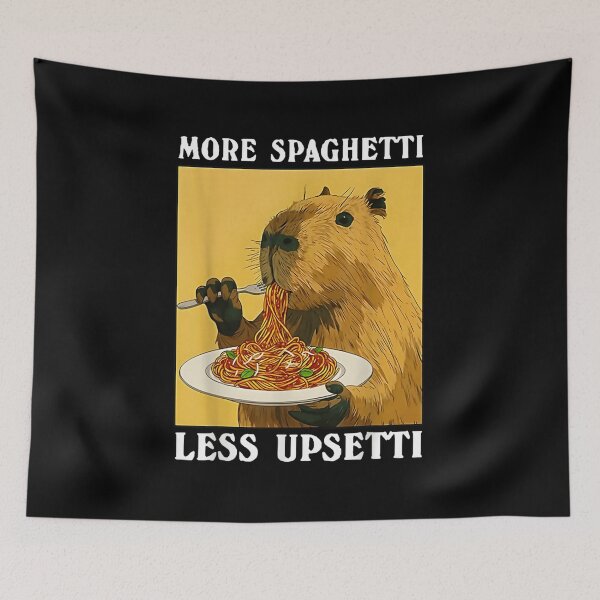 Item preview, More Spaghetti Less Upsetti Funny Otter Food Humor Illustration designed and sold by AnsadoWinu.