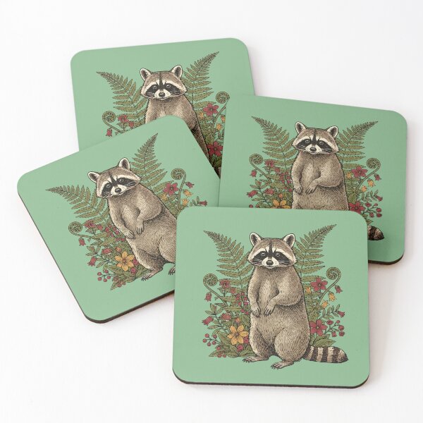 Item preview, Vintage Raccoon and Forest Blooms designed and sold by BirdsnStuff.