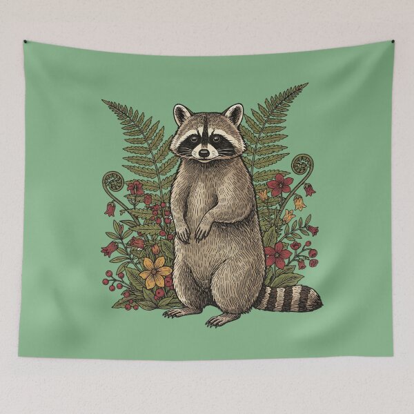Item preview, Vintage Raccoon and Forest Blooms designed and sold by BirdsnStuff.