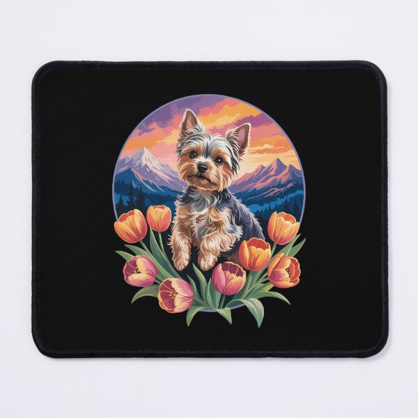 Item preview, Cute Yorkie Yorkshire Terrier Flower Mountain Sunset Dog designed and sold by AsteriskDatBArt.