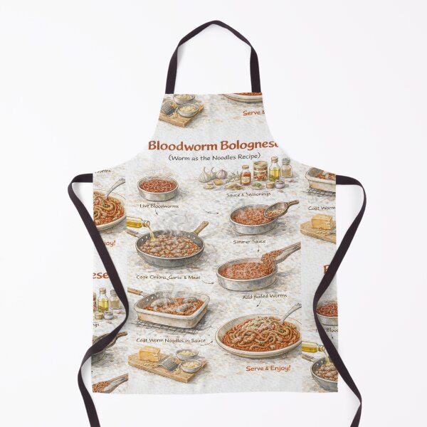 Item preview, Bloodworm Bolognese Recipe Shirt – Hand-Drawn Diagram Tee, Minimalist Food Illustration designed and sold by fishnsteve.