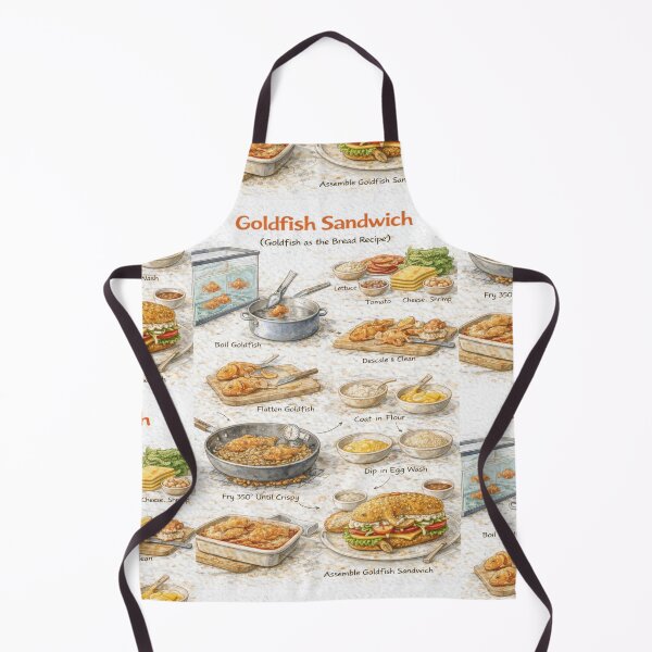 Item preview, Goldfish Sandwich Recipe Shirt – Hand-Drawn Diagram Tee, Minimalist Food Illustration designed and sold by fishnsteve.