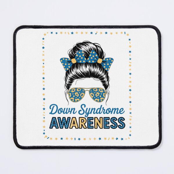 Item preview, Messy Bun Girl Yellow Blue Bow Ties Sunglasses Down Syndrome designed and sold by catsdothingz.