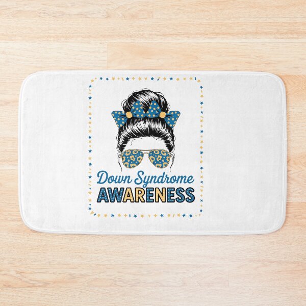 Item preview, Messy Bun Girl Yellow Blue Bow Ties Sunglasses Down Syndrome designed and sold by catsdothingz.