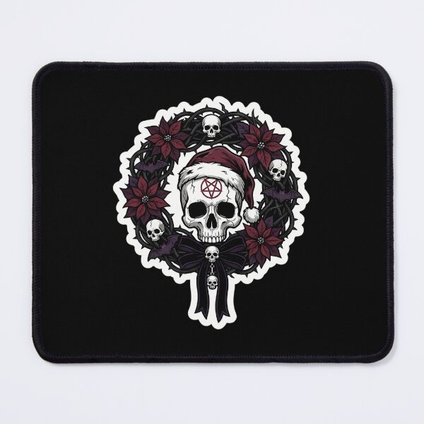 Item preview, Gothmas Skull Wreath With Santa Hat Creepy Christmas designed and sold by mnorseck38.