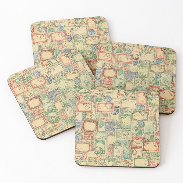 Item preview, Vintage Stamp Collage designed and sold by Kaleidoscope Print.