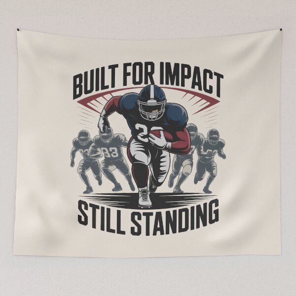 Item preview, Built For Impact Still Standing American Football Athlete Art designed and sold by SplashTastic.