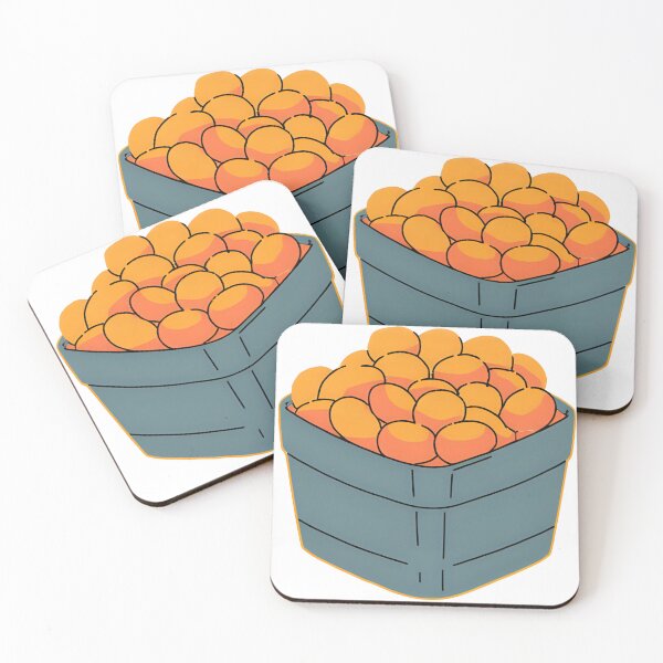 Item preview, Cartoon Style Basket Of Orange Balls In A Blue Box On Black Background designed and sold by KanDa-Shop.