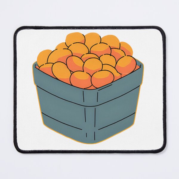 Item preview, Cartoon Style Basket Of Orange Balls In A Blue Box On Black Background designed and sold by KanDa-Shop.