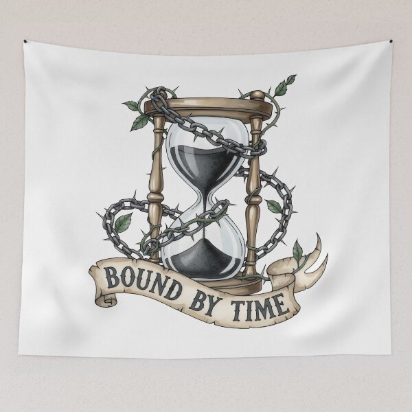 Item preview, Chained Hourglass Art – Bound by Time, Gothic Tattoo Flash Memento Mori designed and sold by Luminari Creations.