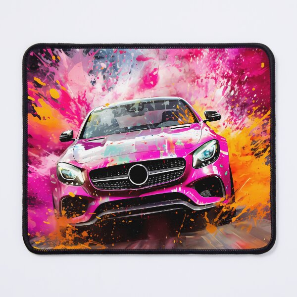 Item preview, Explosive Pink Sports Car Bursting Through Vibrant Color Splashes designed and sold by RevUpDesign.