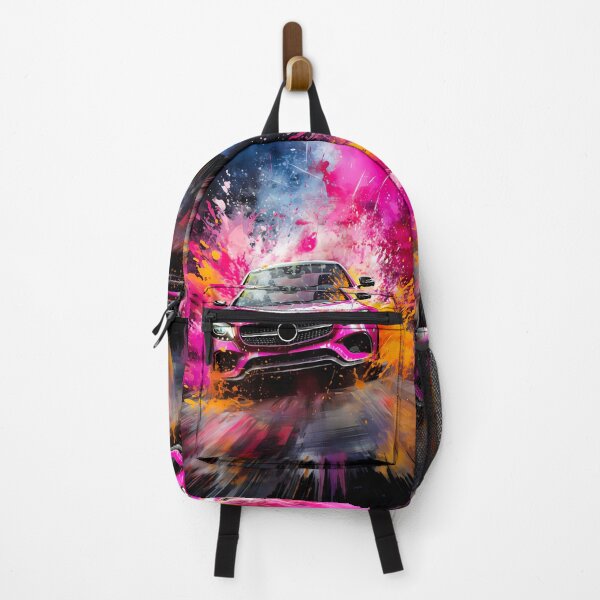 Item preview, Explosive Pink Sports Car Bursting Through Vibrant Color Splashes designed and sold by RevUpDesign.