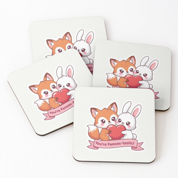 Item preview, You’re Fennec-tastic! Cute Kawaii Fox and Bunny Valentine Hug designed and sold by arup7980.