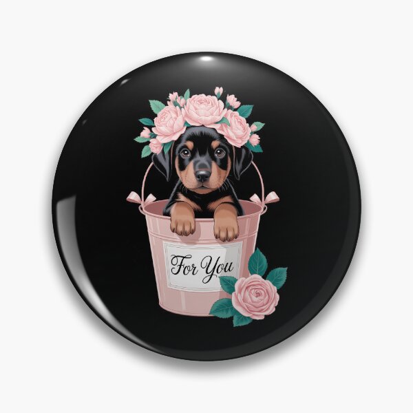 Item preview, Doberman Pinscher Puppy Pink Flower Bucket Doberman Pinscher designed and sold by FaithAbbott.