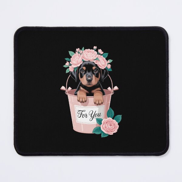 Item preview, Doberman Pinscher Puppy Pink Flower Bucket Doberman Pinscher designed and sold by FaithAbbott.