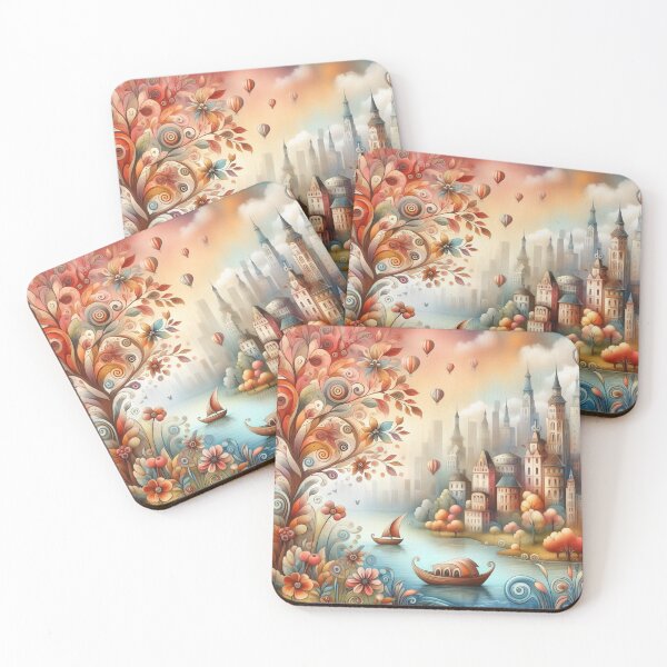 Item preview, A dreamy lakeside village designed and sold by Beyondnote-Art.
