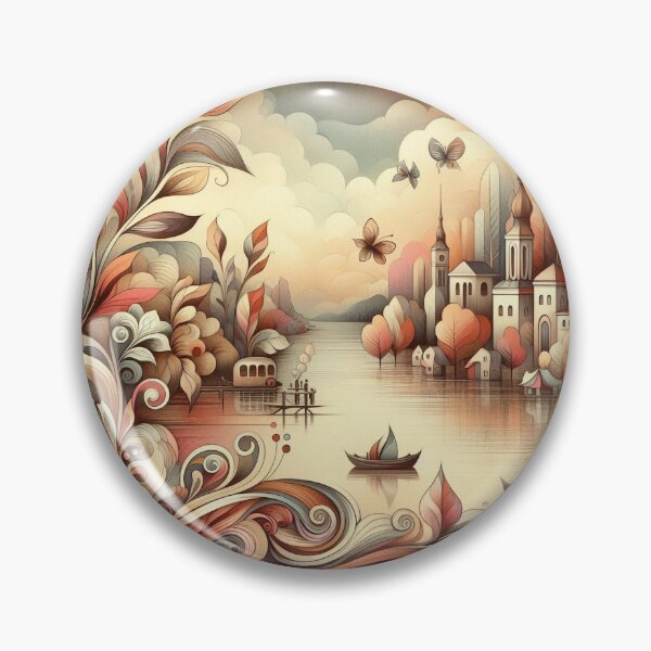 Item preview, A dreamy lakeside village designed and sold by Beyondnote-Art.