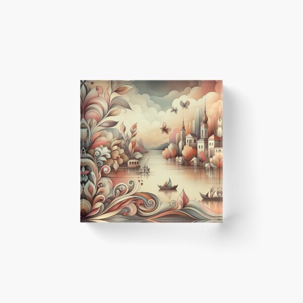 Item preview, A dreamy lakeside village designed and sold by Beyondnote-Art.
