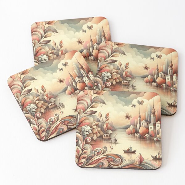 Item preview, A dreamy lakeside village designed and sold by Beyondnote-Art.