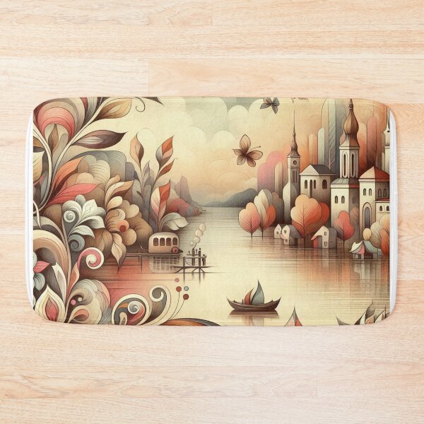 Item preview, A dreamy lakeside village designed and sold by Beyondnote-Art.