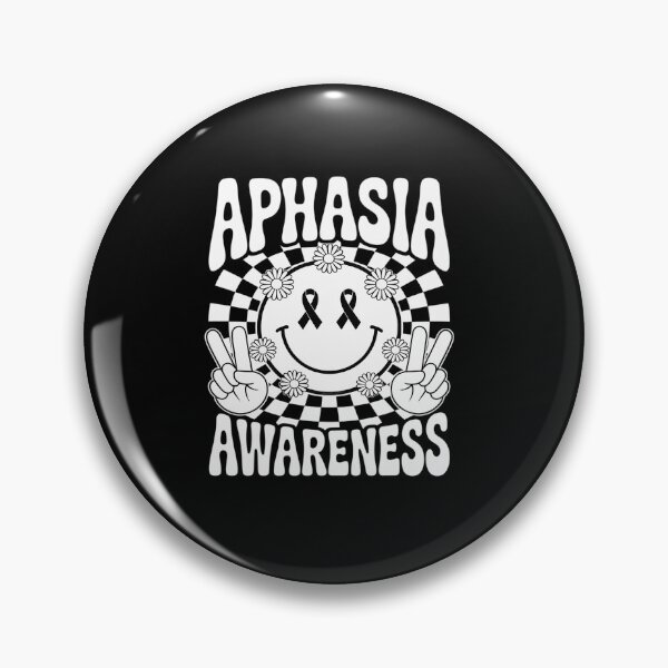 Item preview, Groovy Aphasia Awareness Smile Face Gray Ribbon Support designed and sold by KonopikaaArt.