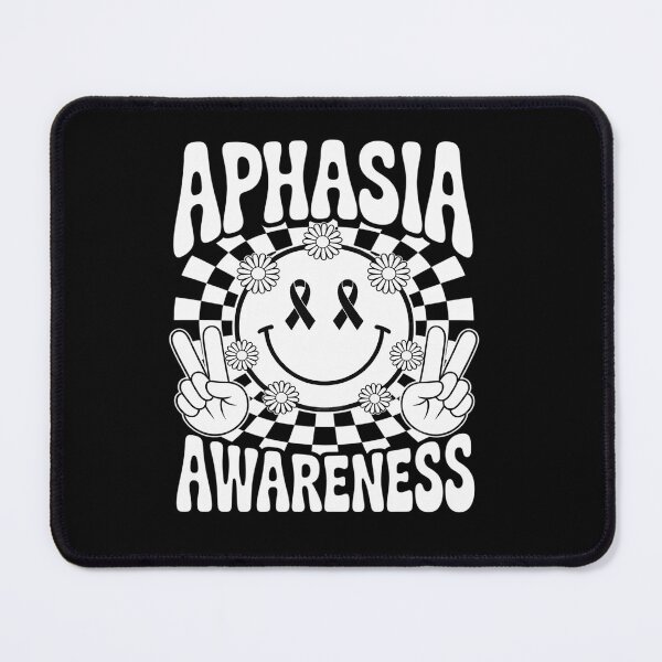 Item preview, Groovy Aphasia Awareness Smile Face Gray Ribbon Support designed and sold by KonopikaaArt.