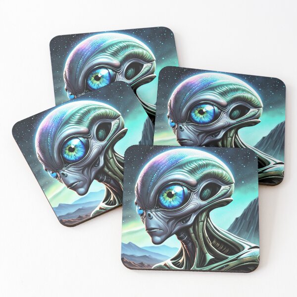 Item preview, Futuristic Alien with Cosmic Gaze designed and sold by FrenchRomani.