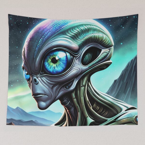Item preview, Futuristic Alien with Cosmic Gaze designed and sold by FrenchRomani.